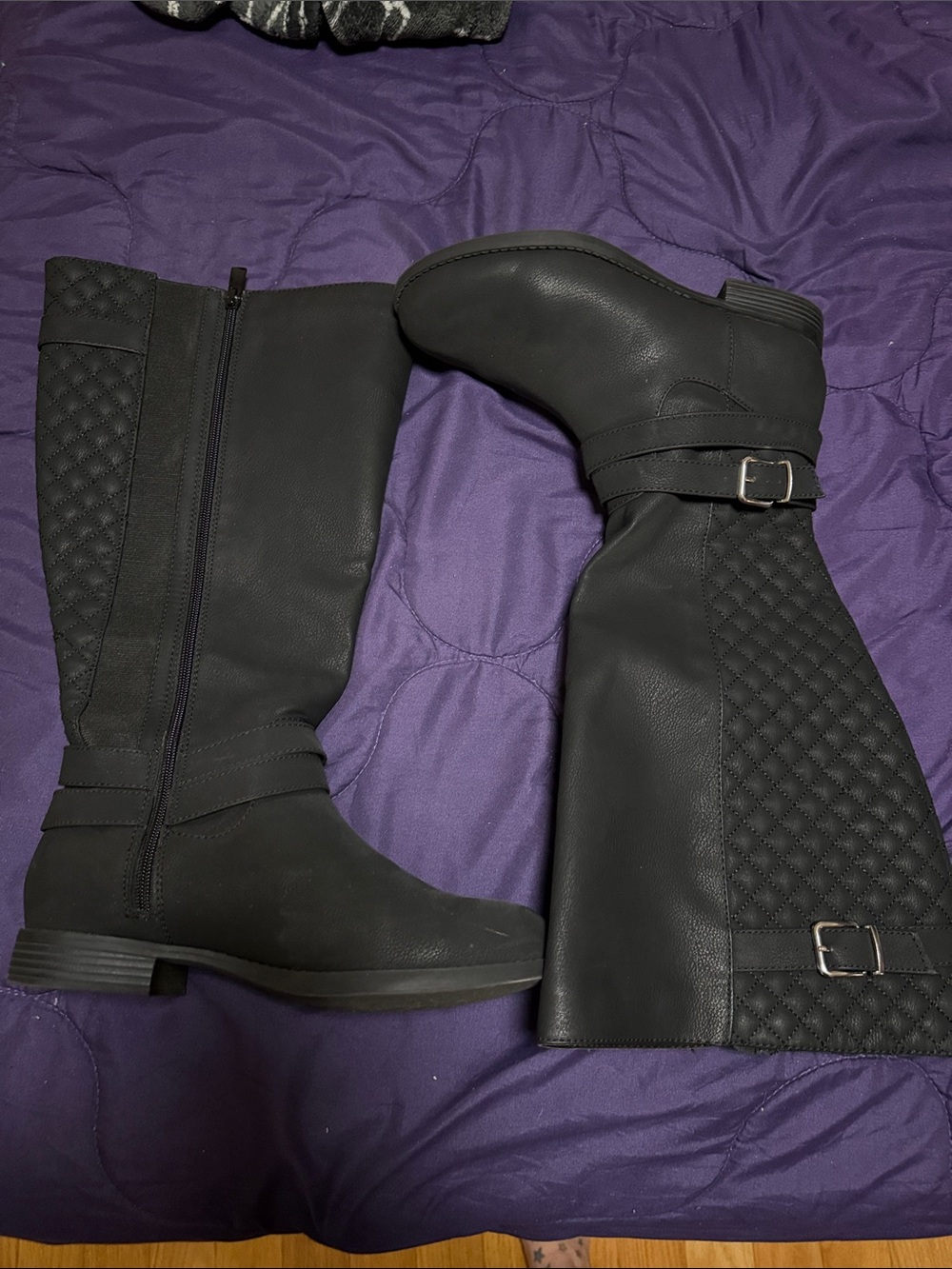 torrid Black Quilted Over-the-Knee Boots with Buckle